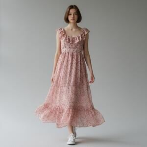 EUC Free the Roses Noa Floral Maxi Dress Romantic Cottagecore Size M